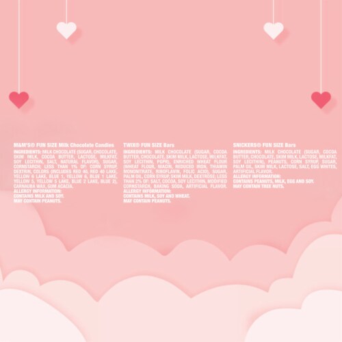 M&M'S Snickers & Twix Valentine's Day Chocolate Candy Valentine Exchange Variety Bag Perspective: top