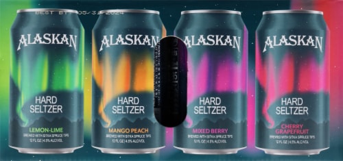 Alaskan Hard Seltzer Four Flavor Craft Beer Mixed Pack Perspective: top