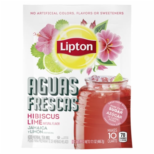 Lipton Aguas Frescas Hibiscus Lime Iced Herbal Tea Mix Perspective: top