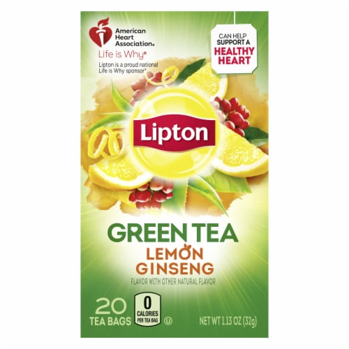 Lipton® Lemon Ginseng Green Tea Bags Perspective: top
