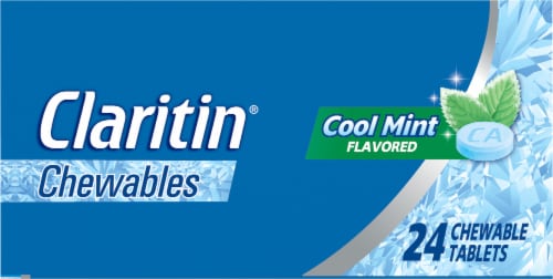 Claritin 24 Hour Allergy Relief Cool Mint Chewable Tablets Loratadine 10mg Perspective: top