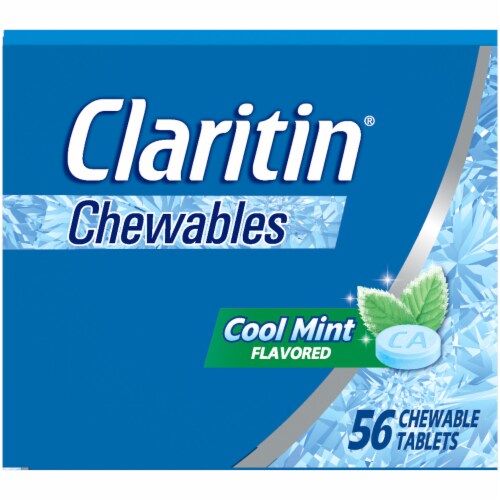 Claritin Non-Drowsy 24 Hour Allergy Relief Loratadine Cool Mint Chewable Tablets 10mg Perspective: top