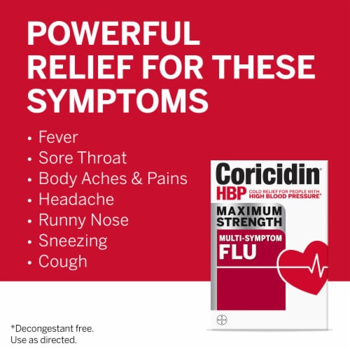 Coricidin® HBP Maximum Strength Multi-Symptom Flu Medicine Tablets Perspective: top