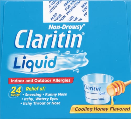 Claritin® Liquid Non-Drowsy Honey Flavored Loratadine Oral Solution Perspective: top