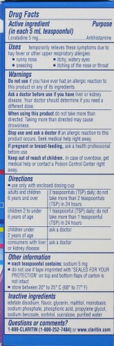 Children's Claritin 24 Hour Non-Drowsy Allergy Relief Grape Syrup Loratadine 5mg Perspective: top