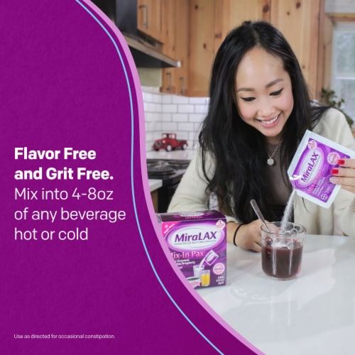 MiraLAX® Laxative Powder Mix-In Packets for Gentle Constipation Relief Perspective: top