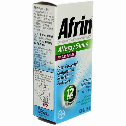 Afrin Allergy Sinus Congestion Relief Nasal Spray Oxymetazoline HCl Perspective: top