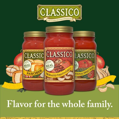 Classico Fire Roasted Tomato & Garlic Spaghetti Pasta Sauce Perspective: top