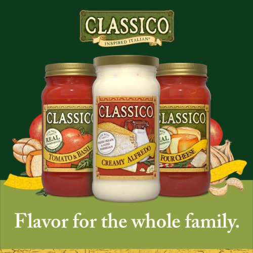 Classico Creamy Alfredo Spaghetti Pasta Sauce Perspective: top