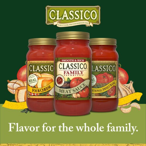 Classico Family Favorites Meat Smooth & Rich Pasta Sauce, Jar Perspective: top