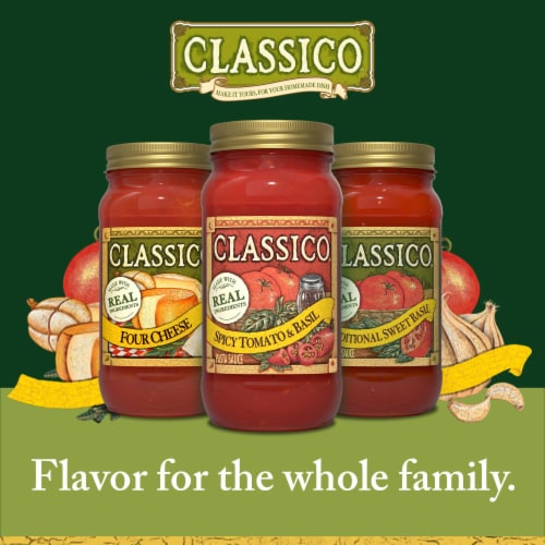 Classico Spicy Tomato & Basil Spaghetti Pasta Sauce Perspective: top