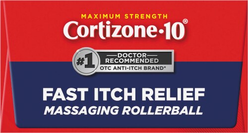 Cortizone 10® Maximum Strength Massaging Roller Ball Fast Itch Relief Perspective: top