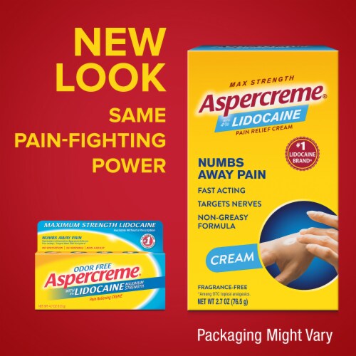 Aspercreme® with Lidocaine Maximum Strength Odor Free Pain Relieving Creme Perspective: top