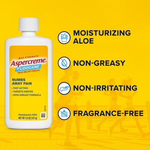 Aspercreme Maximum Strength Lidocaine Pain Relief Cream 4% Lidocaine & Moisturizing Aloe Perspective: top