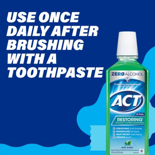 ACT Mint Burst With Zero Alcohol Restoring Anticavity Fluoride Mouthwash Perspective: top