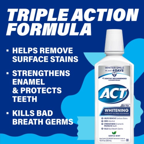 ACT Whitening Anticavity Gentle Mint Alcohol Free and Dye Free Fluoride Mouthwash Perspective: top