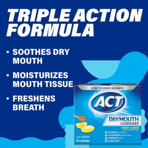 ACT Dry Mouth Sugar Free Honey-Lemon with Xylitol Lozenges Perspective: top