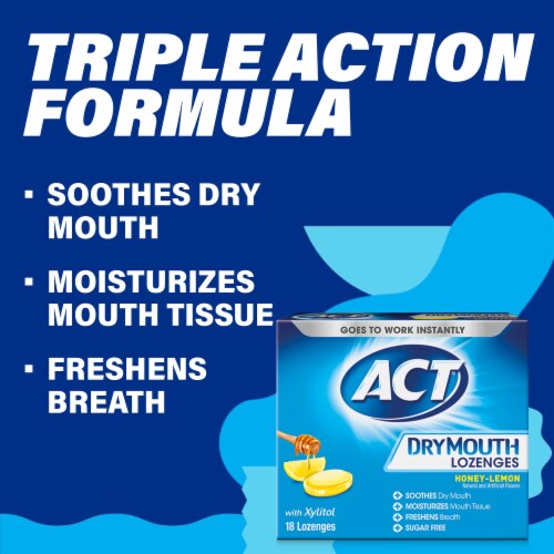 ACT Dry Mouth Sugar Free Honey-Lemon with Xylitol Lozenges Perspective: top