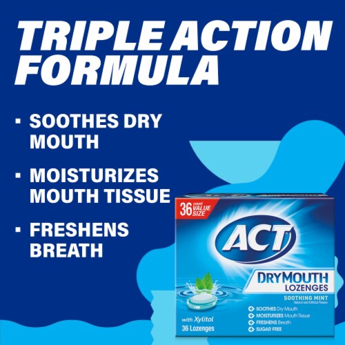 ACT Dry Mouth Soothing Mint with Xylitol Lozenges Perspective: top