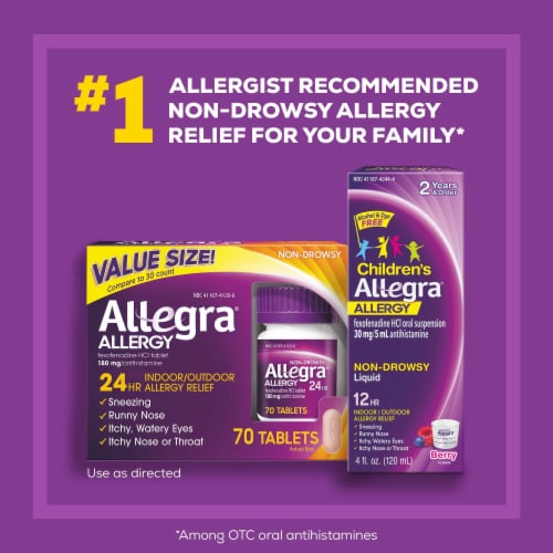 Allegra 24HR Non-Drowsy Antihistamine Tablets Perspective: top