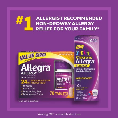 Allegra 24HR Non-Drowsy Antihistamine Tablets Perspective: top