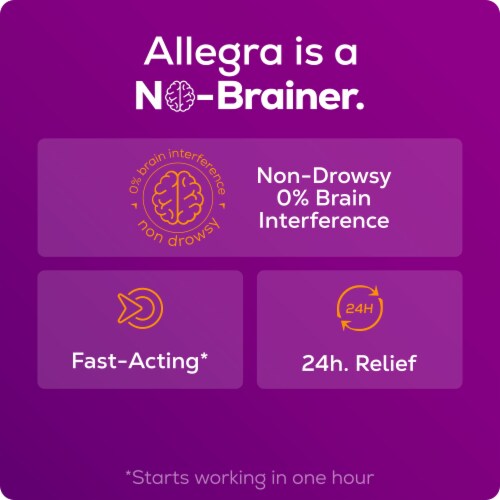 Allegra Adult 24-Hour Non-Drowsy Allergy Relief Antihistamine Tablets with 180 mg Fexofenadine HCI Perspective: top