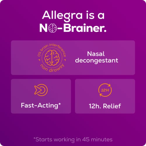 Allegra-D Pseudoephedrine 12-Hour Non-Drowsy Allergy & Congestion Relief Tablets Perspective: top