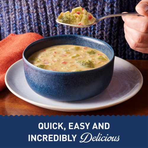 Progresso Protein Broccoli Cheese With Brown Rice Canned Soup Perspective: top