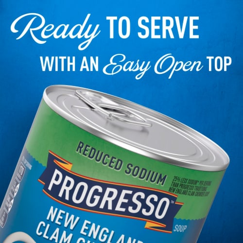 Progresso Reduced Sodium New England Clam Chowder Canned Soup Perspective: top