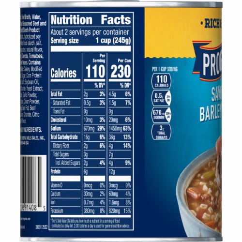 Progresso Rich & Hearty Savory Beef Barley Vegetable Canned Soup Perspective: top