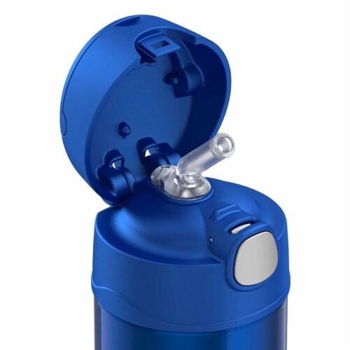 SS Vac Insulated 12 oz Straw Bottle Blue Perspective: top