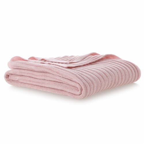 HD Designs Chenille Rib Knit Thorw Blanket - Pink Perspective: top