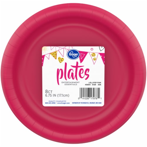 Kroger® Enterntainment Essentials Paper Plates - Lollipop Pink - 8 Pack Perspective: top