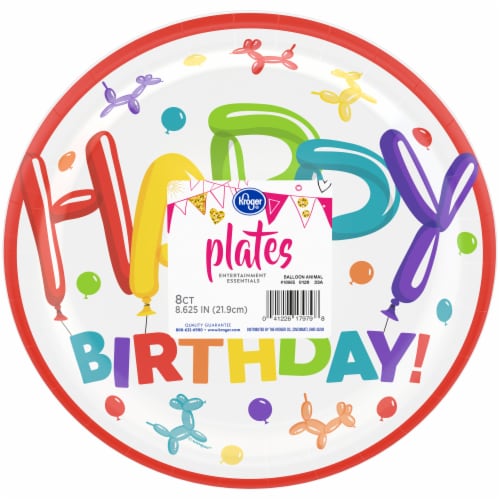 Kroger® Entertainment Essentials Balloon Animal Paper Plates - 8 Pack Perspective: top