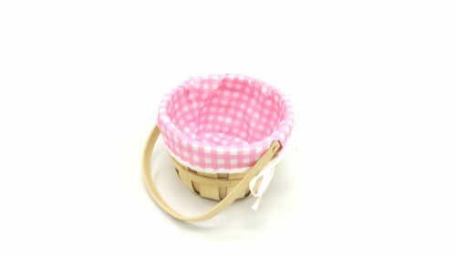 Holiday Home Print Lined Easter Basket - Pink Perspective: top