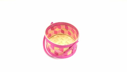 Holiday Home Square Weave Easter Basket - Pink Perspective: top
