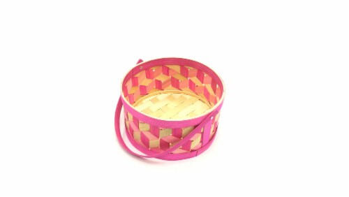 Holiday Home Square Weave Easter Basket - Pink Perspective: top