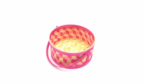 Holiday Home Square Weave Easter Basket - Pink Perspective: top