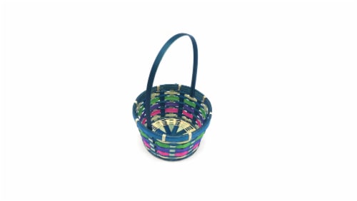 Holiday Home Wide Weave Bamboo Basket - Blue Perspective: top