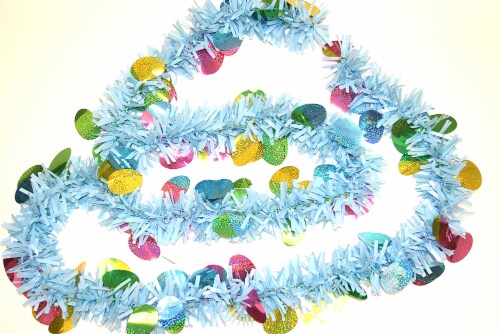 Holiday Home® Jumbo Blue Tinsel Garland Perspective: top