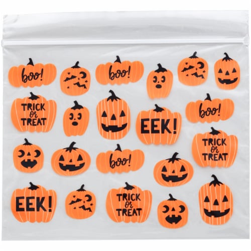 Holiday Home™ Pumpkin Resealable Treat Bags - 20 Pack Perspective: top