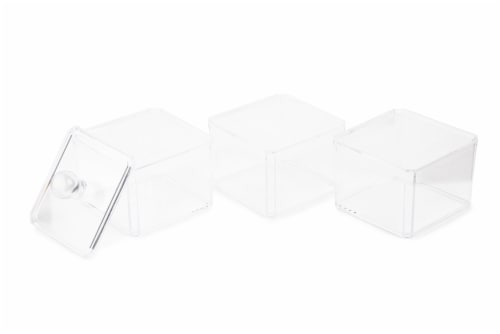 Everyday Living Square Plastic Vanity Canister Set - Clear Perspective: top