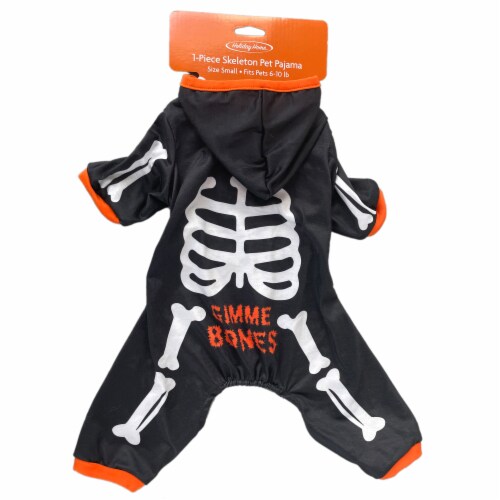 Holiday Home® Small Skeleton Hoodie Pet Costume - Black/White Perspective: top