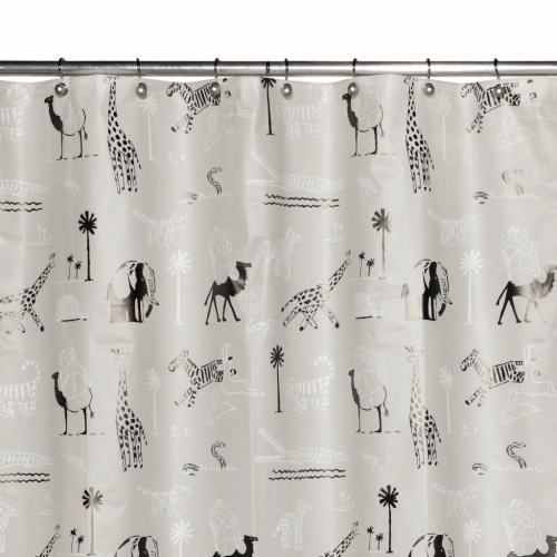 Everyday Living Jungle Dreams PEVA Shower Curtain - Black/White Perspective: top