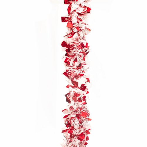 Holiday Home Tinsel Garland - Red/White Perspective: top