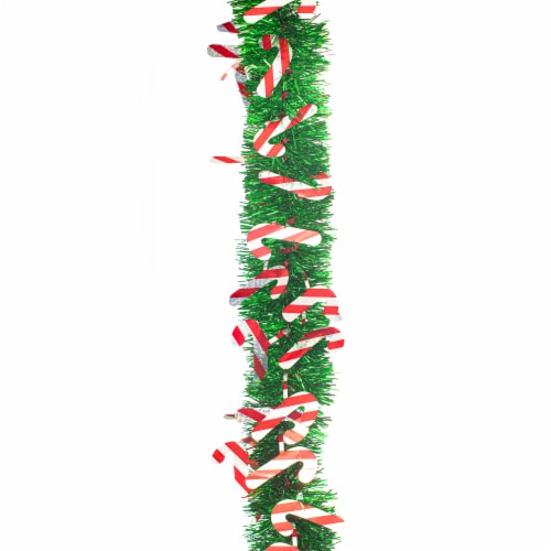 Holiday Home Candy Canes Tinsel Garland Perspective: top
