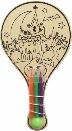 Holiday Home® Halloween Paddleball Wood Coloring Kit Perspective: top