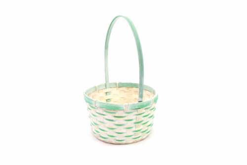 Holiday Home Rubbed Bamboo Easter Basket - Green Perspective: top