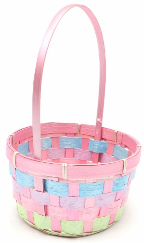 Holiday Home Pastel Weave Basket - Pink Perspective: top