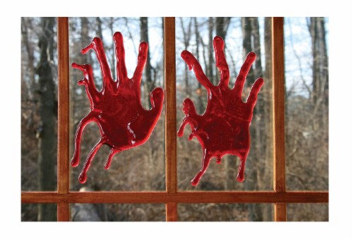 Holiday Home 3D Bloody Hands Window Cling Decor - Red Perspective: top